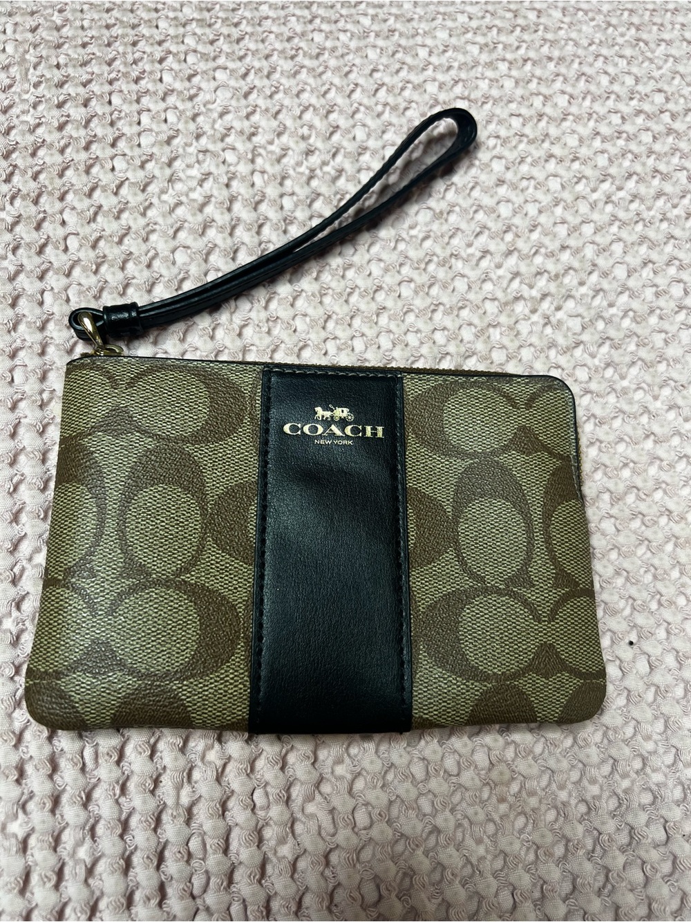 Coach Signature Corner Zip Canvas Wristlet